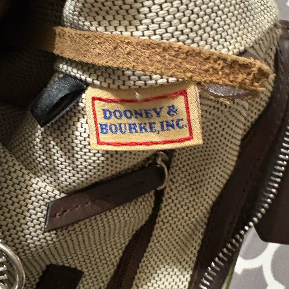 Dooney & Bourke 19745 Series Olive Green Suede and Brown Leather Hobo Purse - Picture 15 of 16